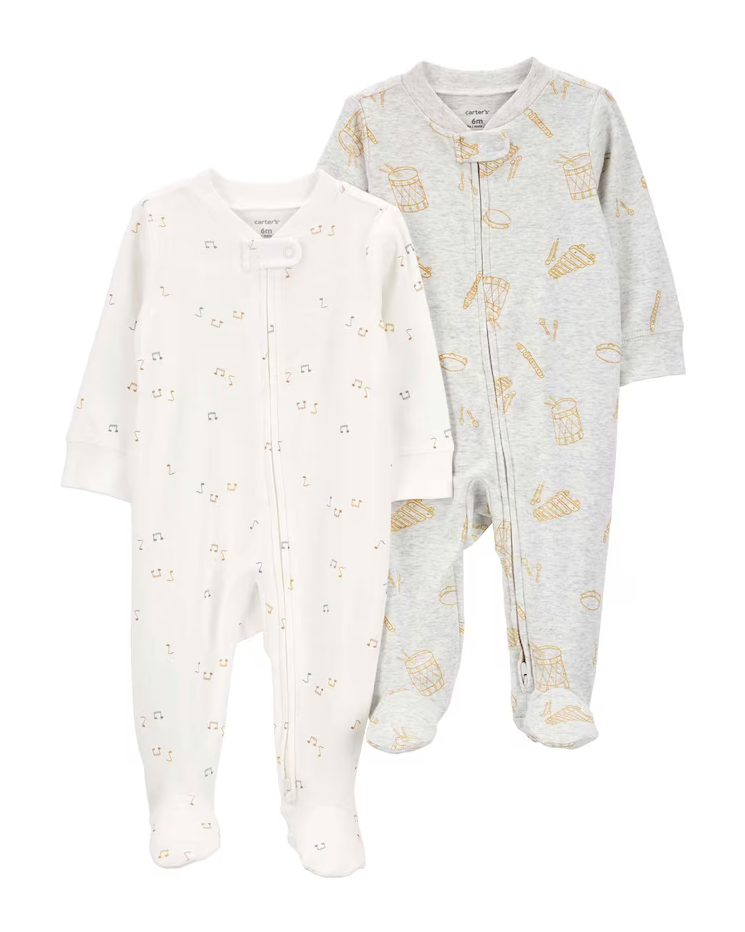 Kit macacão bebê 2 peças instrumentos e notas musicais multicor