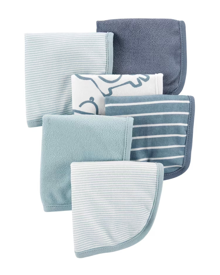 Kit paninho de boca 6 peças listrado e animais azul